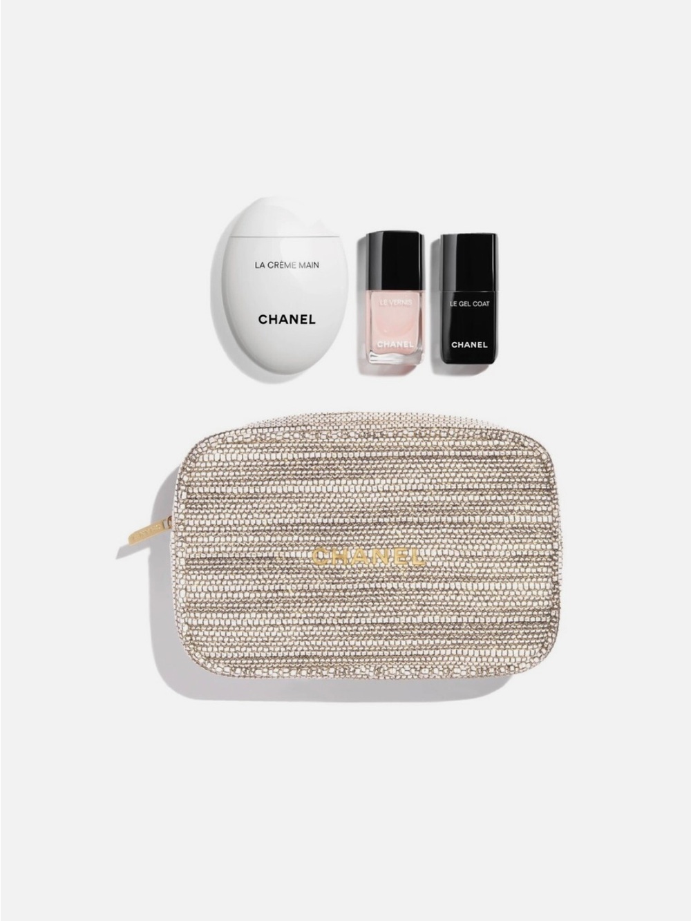 Chanel Purse / Cosmetic Pouch with Gold Logo - Stay Polished Gift Set - NEW!
